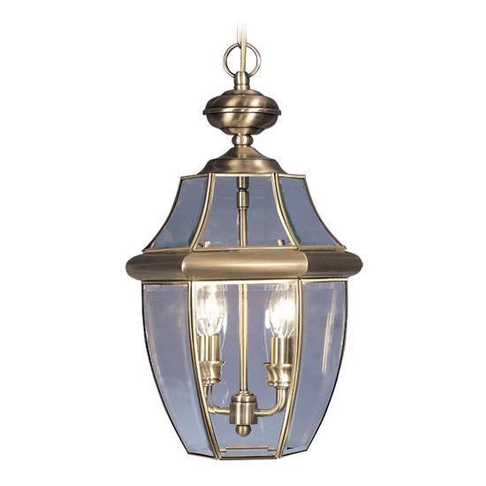 Shown in Antique Brass finish and Clear Beveled glass